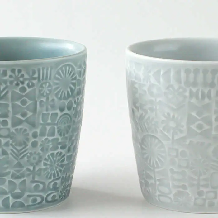 【波佐見焼】PATTERNED CUP ペア 2色セット squall gray ＋morning mist 食器 皿 【BIRDS’ WORDS】 [CF027]  波佐見焼