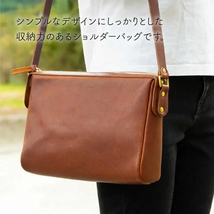 ファスナー の 斜め掛け ショルダー バッグ 《糸島》【LADIES&GENTLEMEN】 革製品 革鞄 カバン [ADK024]