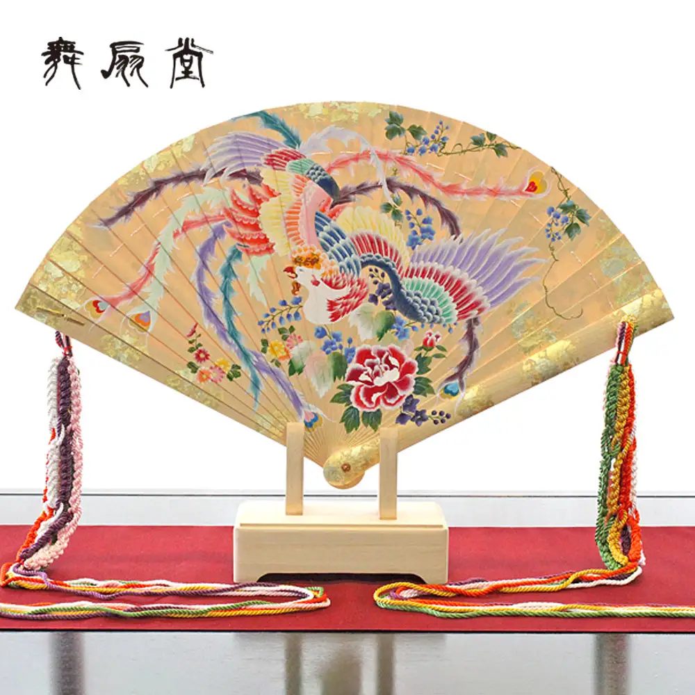【舞扇堂】金銀箔押し手描き檜扇 鳳凰・桜 ｜京都 伝統 檜扇 扇子 