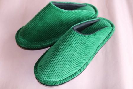 スリッパ コールテンソフトスリッパ 緑 L 軽い 河内スリッパ