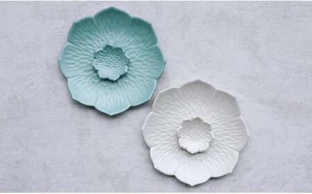 有田焼 桔梗型White×Green銘々皿・豆皿４点セット まるふく ケーキ皿 カトラリーレスト 中皿 グリーン ホワイト 緑 白 30000円 3万円 aq006