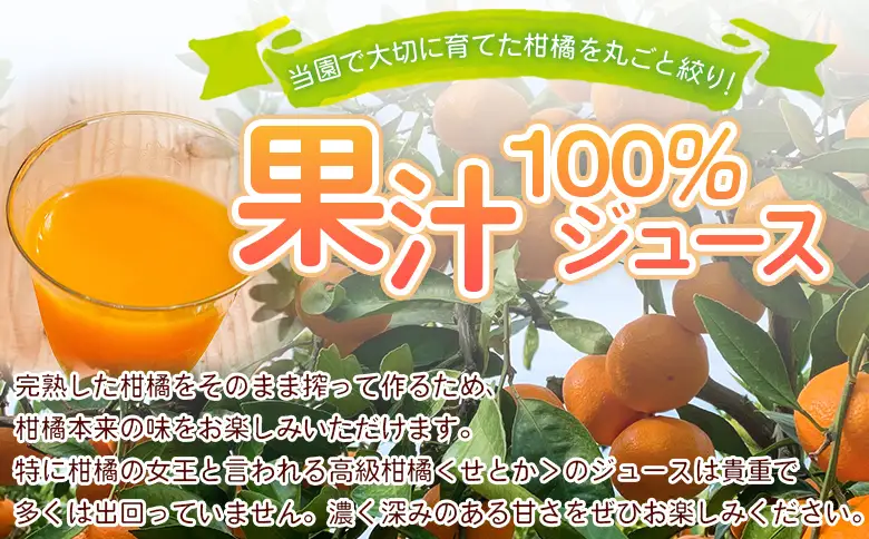 ＜ひさしげ農園 せとかジュース 720ml×6本＞『1か月以内に順次出荷予定』 せとか セトカ 柑橘 みかん ミカン オレンジ 新鮮 ジュース ソフトドリンク 果実飲料 丸搾り 果汁100％ 柑橘の大トロ 飲んで応援 特産品 愛媛県 西予市【常温】 MHS0022