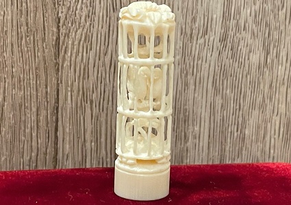 山榮堂　本象牙鳥かご細工の印鑑（13.5mm丸）　l_01