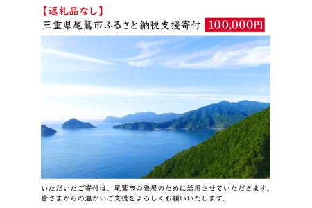 【返礼品なし】三重県尾鷲市への応援寄附金 1口 100,000円　OW-4