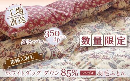 【シングル】 数量限定！ 羽毛布団 本掛け ダウン85％ （ボルドー） [JDH048] 羽毛布団 ダウン