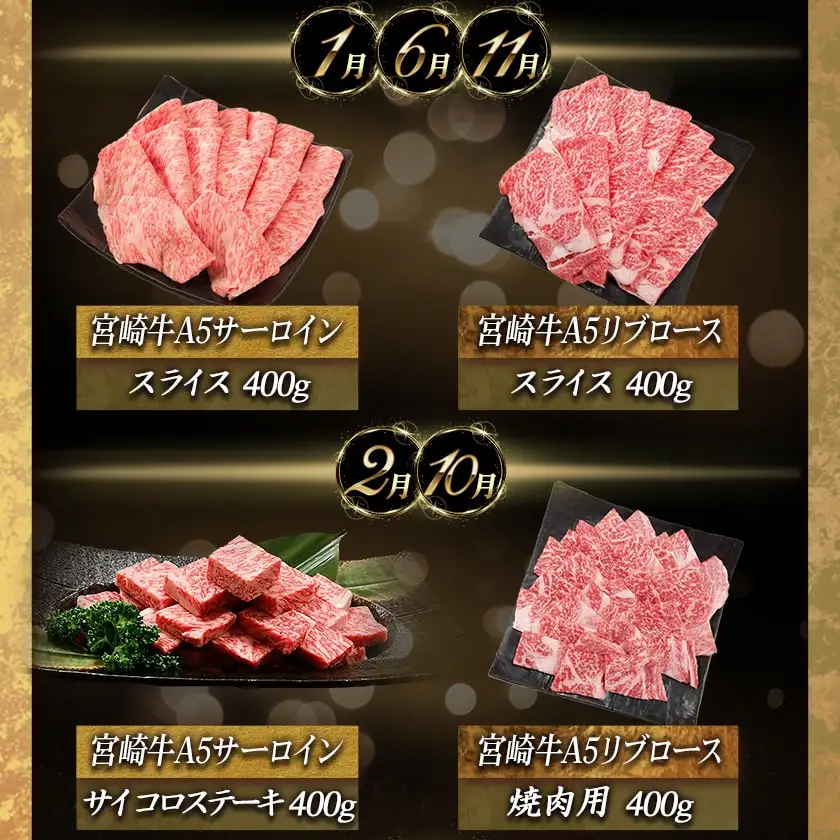 【A5】宮崎牛サーロイン×宮崎牛リブロース三昧定期便(12ヶ月)〔TAE12-0101〕_(都城市) 都城産宮崎牛 牛肉 スライス / サイコロ / 焼肉 / ステーキ サーロイン リブロース