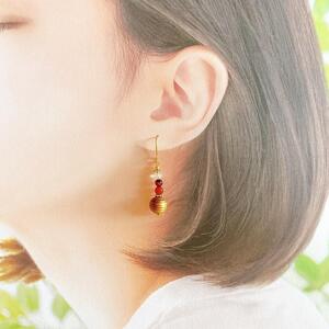屋久杉×1月誕生石　イヤリング