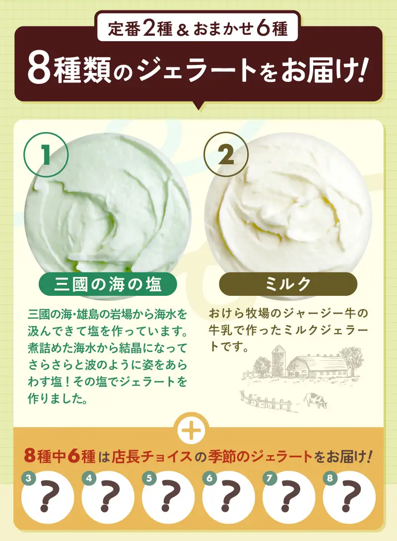 ジェラート 100ml 8個セット｜ジェラート アイス スイーツ 牛乳 ミルク [A-3022]