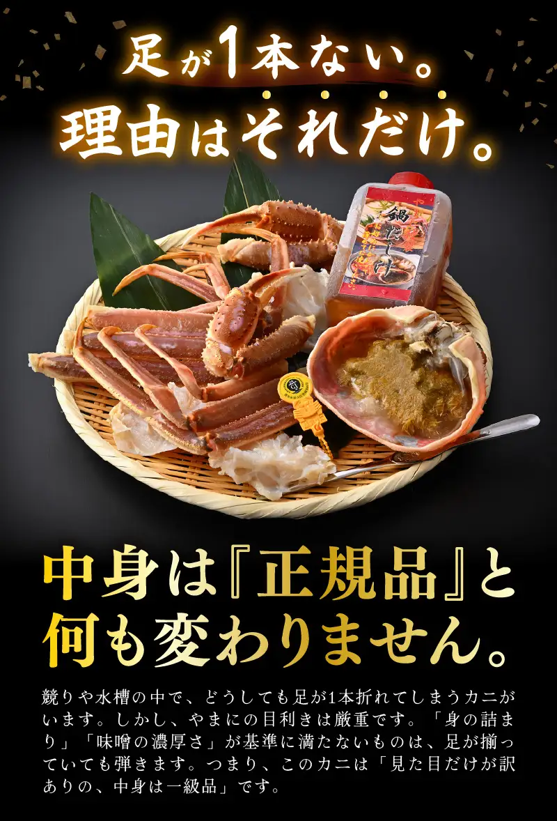 【先行予約】【訳あり】越前がに（中）1杯 かにすきセット やまに仕込み [E-4354]