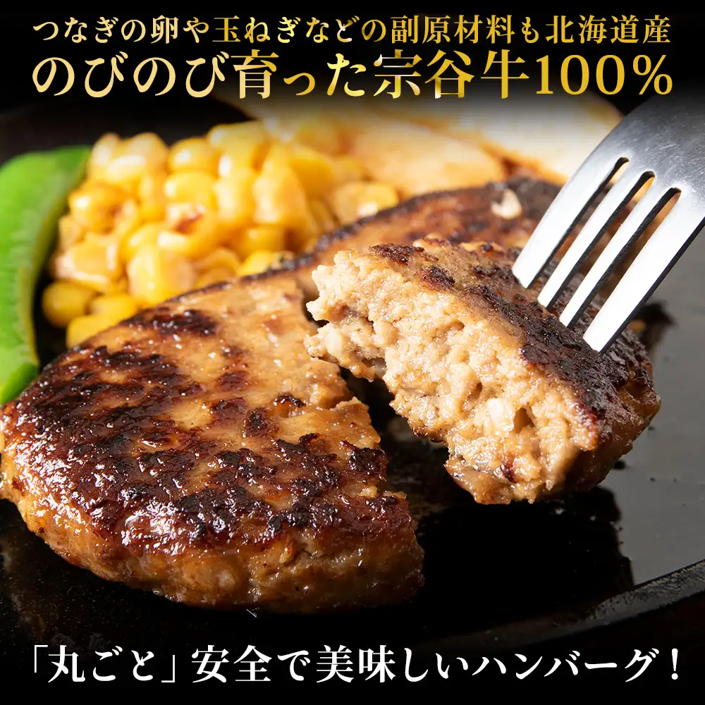 【業務用】 宗谷牛肉100% 手作りハンバーグ 大盛160g×8人前【配送不可地域：離島・沖縄県】