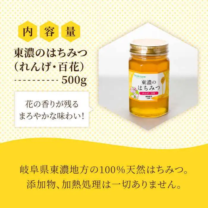 はちみつ (れんげ・百花) 500g [MAB005] 東濃のはちみつ