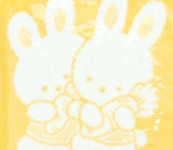 ベビー用 綿毛布 双子ウサギ 85×115cm イエロー(クリーム) 1枚 2101 [1925]