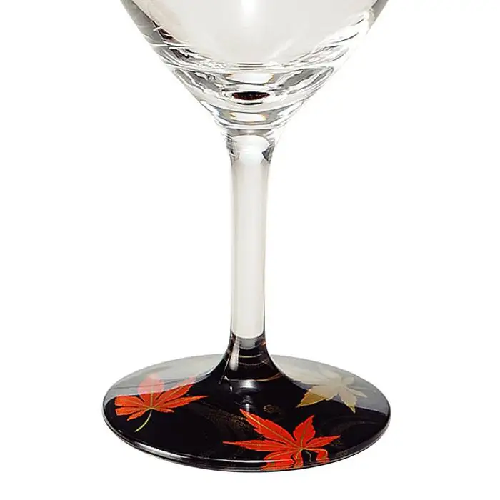 ぬりもん de Verre ワイングラス 蒔絵 紅葉 黒