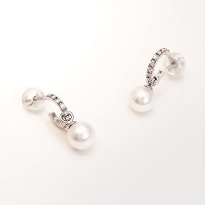 K18WG　アコヤ真珠　ダイヤモンド　ピアス(#11：03052719)