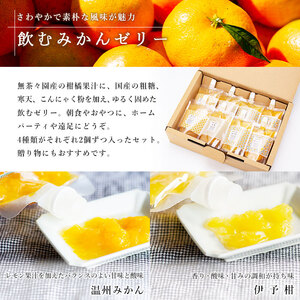 ＜無茶々園の飲むみかんゼリー 8個セット 4種×各2個＞ 果物 デザート おやつ 飲むゼリー 温州みかん 伊予柑 いよかん 甘夏 あまなつ ジューシー フルーツ 河内晩柑 かわちばんかん 特産品 愛媛県 西予市【常温】『1か月以内に順次出荷予定』AMC0006