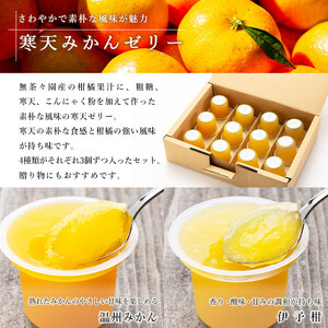 ＜無茶々園 寒天みかんゼリー 12個セット 4種×各3個＞ 果物 オレンジ 温州みかん 伊予柑 いよかん 甘夏 あまなつ ジューシー フルーツ 河内晩柑 かわちばんかん 特産品 愛媛県 西予市【常温】『2026年4月～8月下旬に順次出荷予定』AMC0007