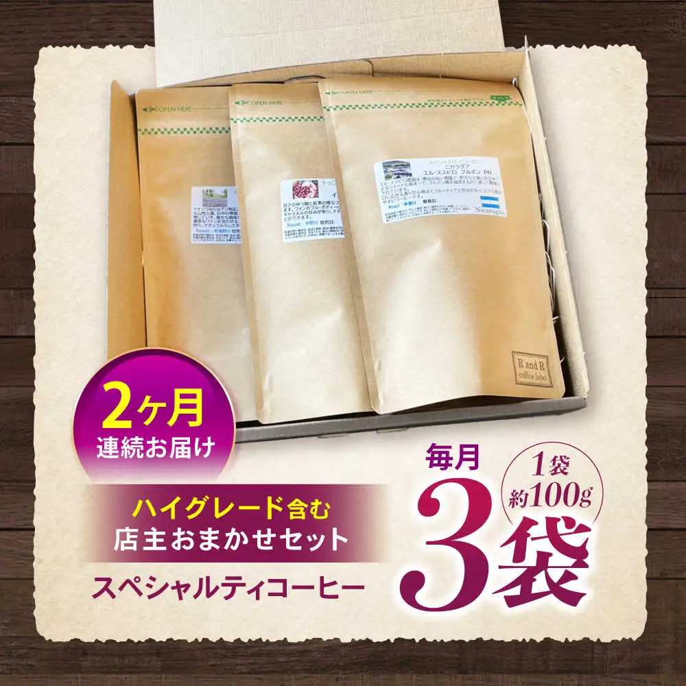 【2回定期便】挽き方が選べます！自家焙煎ハイグレードコーヒーを含むおまかせセット(中挽き) / ハイグレードコーヒー ブレンド コーヒー 豆 中挽き / 諫早市 / R and R coffee labo [AHCJ027]