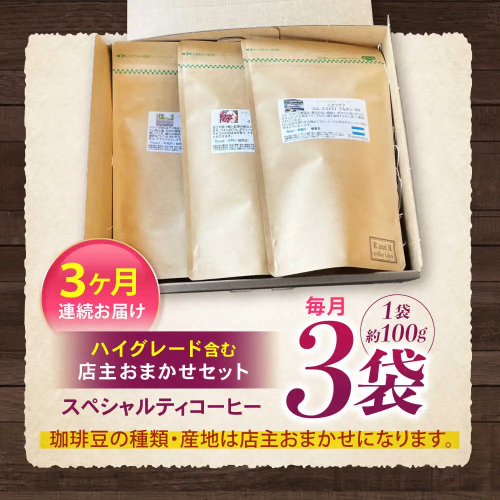【3回定期便】自家焙煎ハイグレードコーヒーを含むおまかせセット(豆のまま) / ハイグレードコーヒー ブレンド コーヒー 豆 / 諫早市 / R and R coffee labo [AHCJ039]