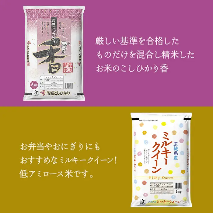 182【令和7年産】茨城県産 こしひかり香 ミルキークイーン セット 10kg(各5kg)【石崎商店】
