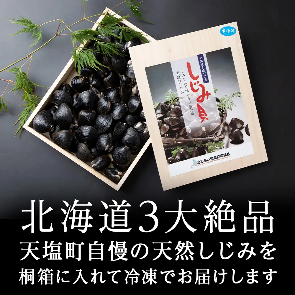 復活！天塩町名産冷凍しじみ「特大貝桐箱入り」１ｋｇ＜北るもい漁業協同組合　天塩支所＞