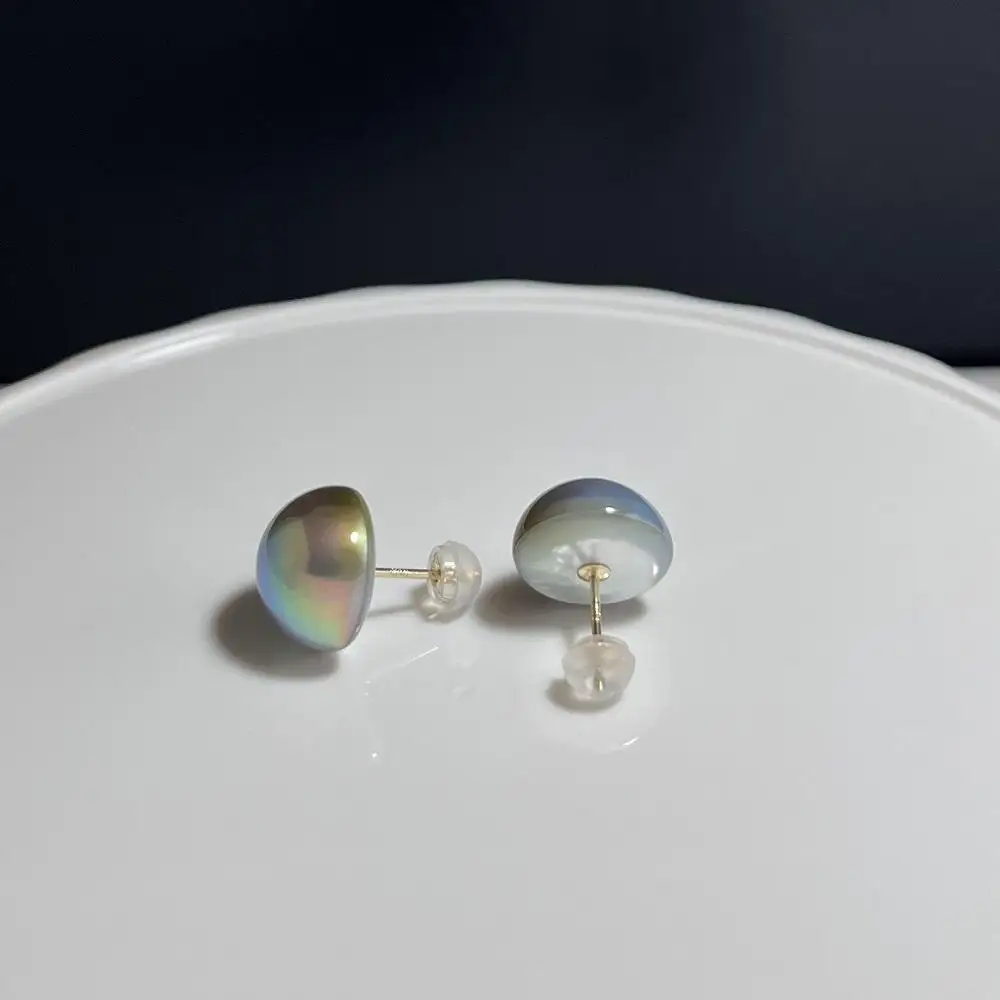 【奄美パール】マベ真珠 12mm K18イエローゴールドピアス1894
