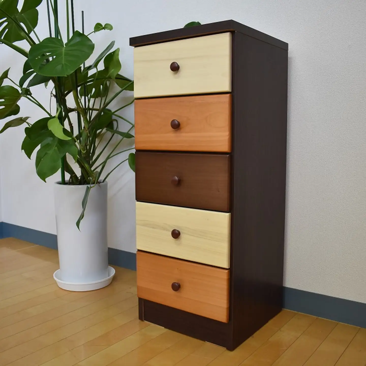 40スリムチェストマルーン2 五段【諸富家具】：B600-002