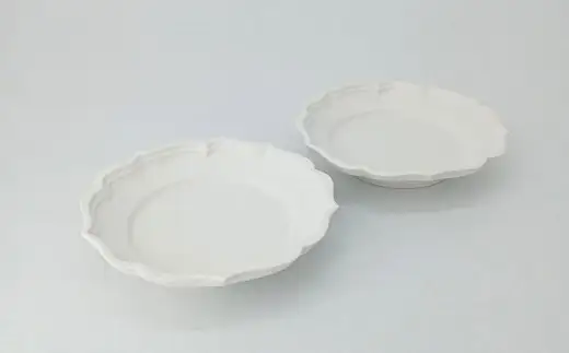 〔臼杵焼〕稜花リム皿（S）【白・2枚】