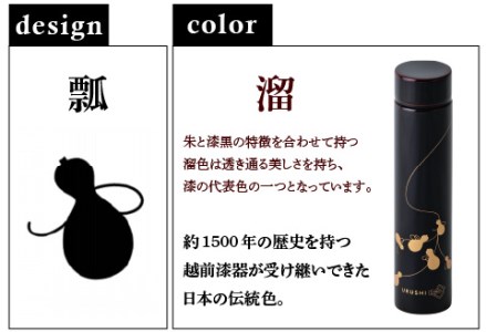 URUSHI POKETLE 瓢デザイン 180ml　溜色　水筒 漆塗り