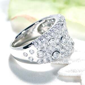 260-9-1 指輪 Pt900 プラチナ ダイヤモンド 2.15ct ドット パヴェリング ワイド 幅広 逆甲丸 リング 【 f197-pt 】 ALPAZ079