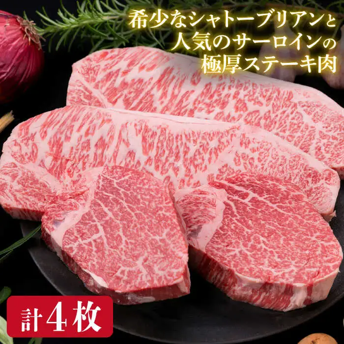 【全6回定期便】【極厚ステーキ】シャトーブリアン 約180g×2枚 サーロインステーキ 約250g×2枚 合計4枚 博多和牛 A4ランク 和牛 ヒレ 糸島市/糸島ミートデリ工房[ACA178]