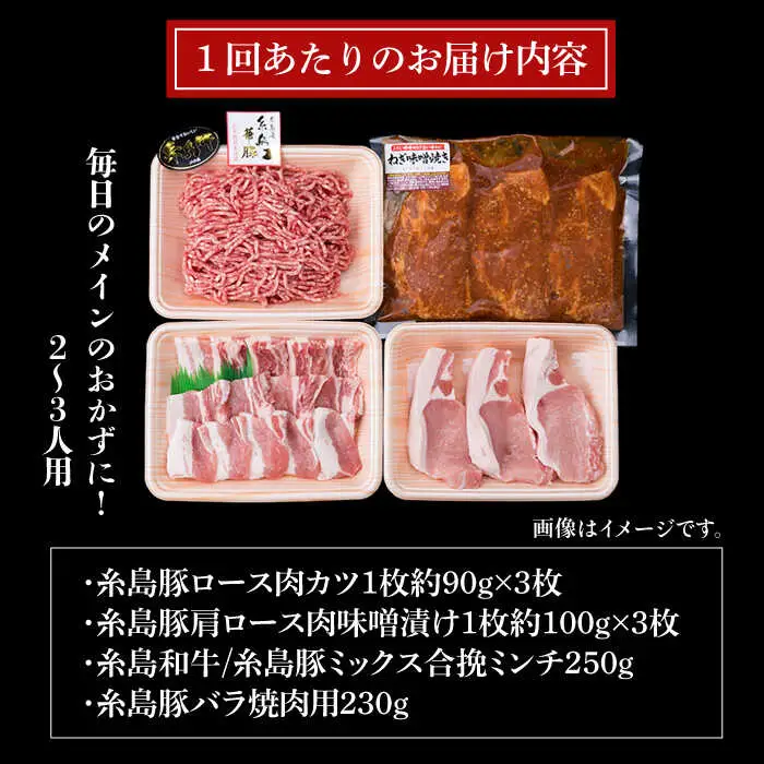 【全6回定期便】毎日のメインのおかずを彩る精肉セット 1,050g 2-3人前 4種 糸島市/糸島ミートデリ工房[ACA202]