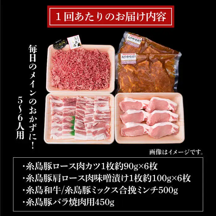 【全6回定期便】毎日のメインのおかずを彩る精肉セット 2,090g 5-6人前 4種 糸島市/糸島ミートデリ工房[ACA206]
