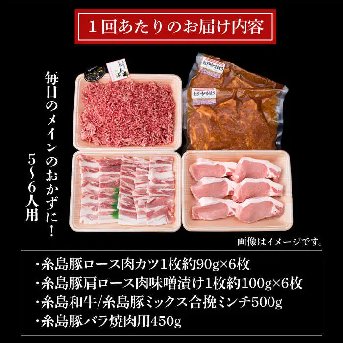 【全12回定期便】毎日のメインのおかずを彩る精肉セット 2,090g 5-6人前 4種 糸島市/糸島ミートデリ工房[ACA207]