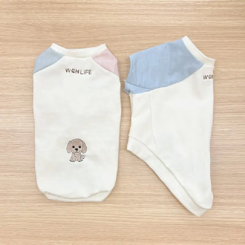 バイカラー半袖刺繍ウェア　わんちゃんのお名前刺繍入り（犬の洋服）