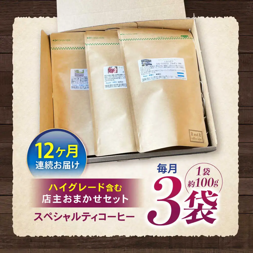 【12回定期便】挽き方が選べます！自家焙煎ハイグレードコーヒーを含むおまかせセット(中挽き) / ハイグレードコーヒー ブレンド コーヒー 豆 中挽き / 諫早市 / R and R coffee labo [AHCJ037]