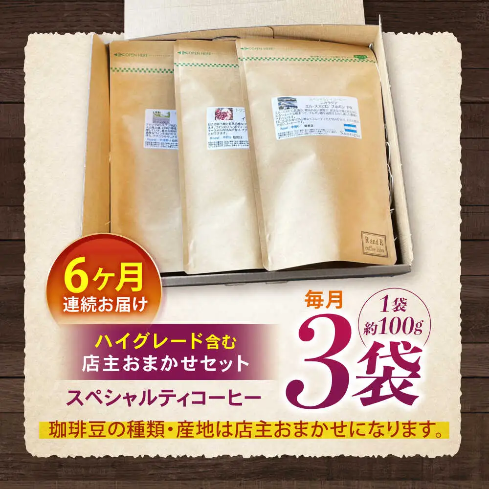 【6回定期便】自家焙煎ハイグレードコーヒーを含むおまかせセット(豆のまま) / ハイグレードコーヒー ブレンド コーヒー 豆 / 諫早市 / R and R coffee labo [AHCJ042]
