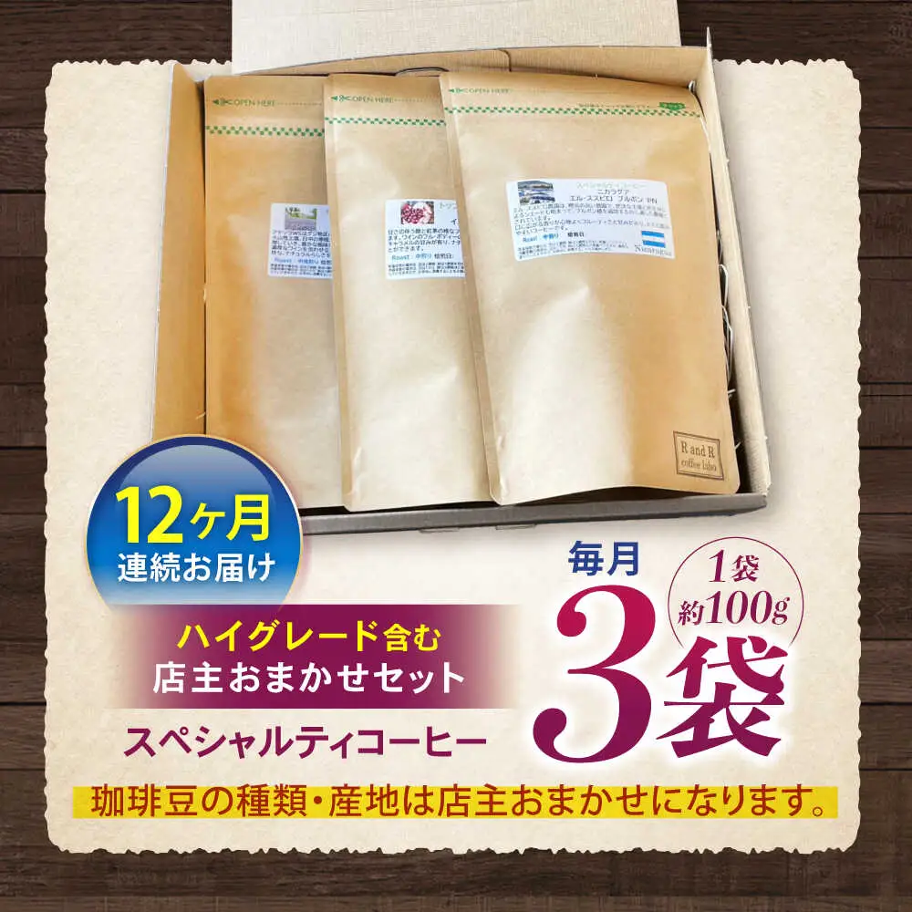【12回定期便】自家焙煎ハイグレードコーヒーを含むおまかせセット(豆のまま) / ハイグレードコーヒー ブレンド コーヒー 豆 / 諫早市 / R and R coffee labo [AHCJ048]