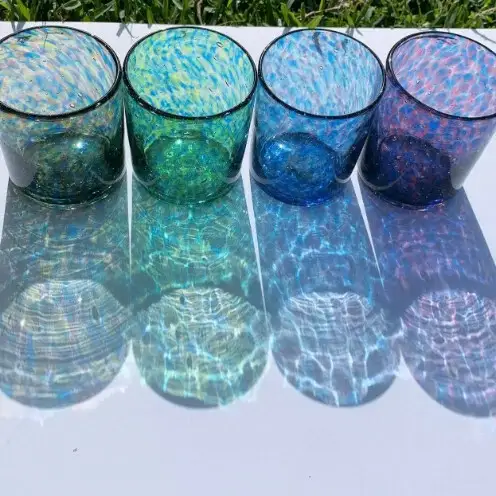 【琉球ガラス工房 硝子家すずめ】水面－minamo－＜4色セット＞ 〇 伝統工芸品 琉球ガラス グラス おしゃれ カラフル プレゼント 贈り物 セット 水の中 沖縄 読谷村 インテリア