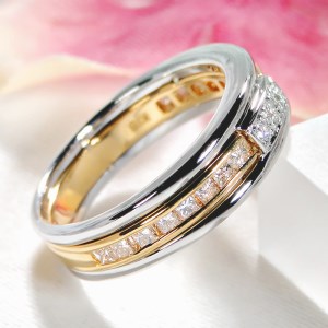 110-9-2 指輪 Pt900 K18YG ダイヤモンド 0.48ct コンビ リング プラチナ イエローゴールド エタニティ 組み込み 【 f192-ptyg-d 】 ALPAZ071
