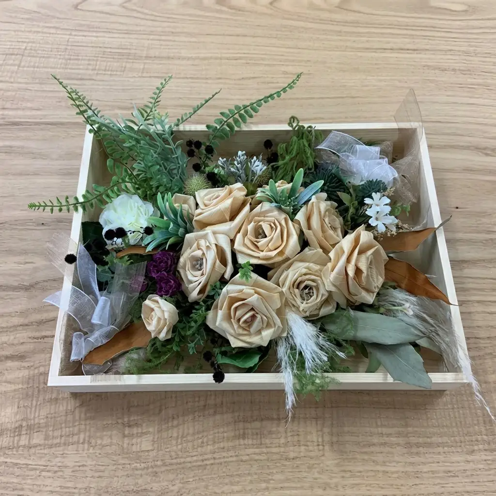 フラワーアレンジ工芸品鉋材KANNA置き物フラワーアレンジ