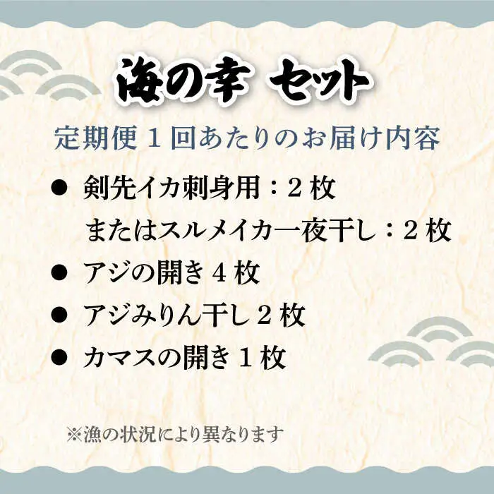 【全6回定期便】壱岐美食の海の幸セット [JBU019] 干物 刺身 アジ イカ カマス 84000 84000円