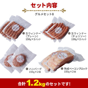 【定期便6ヶ月】四元豚 グルメセットB 4種 1.2kg 【1230】
