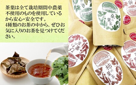 国東産 4種のノンカフェイン健康茶飲み比べセット(箱入り) 桑の葉茶・桑の葉玄米茶・びわの葉茶×2・柿の葉茶×2 計6袋・60包_1986R