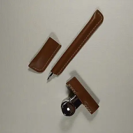 革職人が作るレザーボールペンカバー＆クリップセット【Cafe&Leather Dii】_HA0958