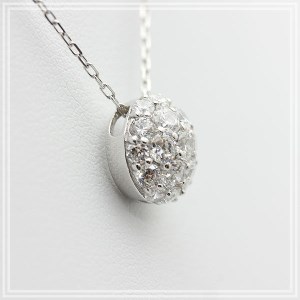 95-9-1 ネックレス PT900 プラチナ ダイヤモンド 計 1.0ct 天然ダイヤ パヴェ ドーム型 ペンダント 【 f025-pt 】 ALPAZ068