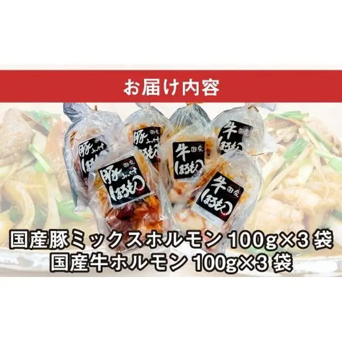 【ビールがすすむ】豚・牛ホルモン6パックセット（豚ミックスホルモン3パック・牛ホルモン3パック） お肉の旨み弾力  おつまみ