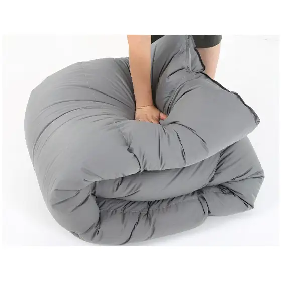 羽毛布団 掛け布団 シングル 立体キルト グレー無地 羽毛布団【ダウン90% 1.0kg】