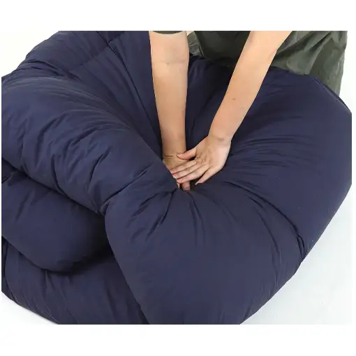 羽毛布団 掛け布団 シングル 立体キルト ネイビー無地 羽毛布団【ダウン90% 1.0kg】