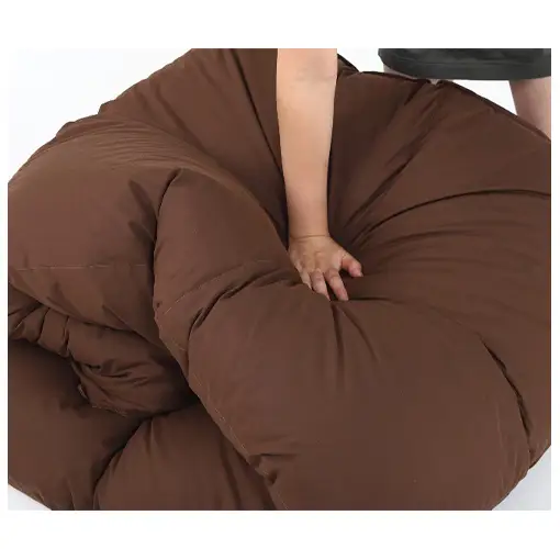 羽毛布団 掛け布団 シングル 立体キルト ブラウン無地 羽毛布団【ダウン90% 1.0kg】