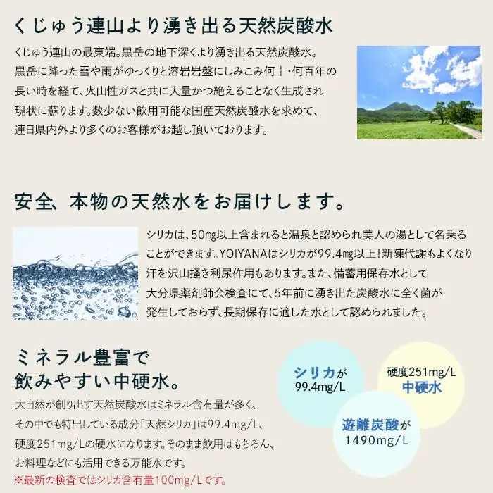 ＜１２ヶ月連続お届け 定期便＞天然炭酸水YOIYANA　1500ml×12本 | 天然炭酸水